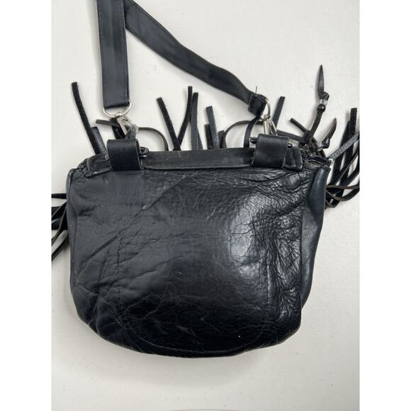 Leather Biker Bag Motorcycle Pouch Black Fringe Casper’s Leather USA Small - Picture 8 of 13